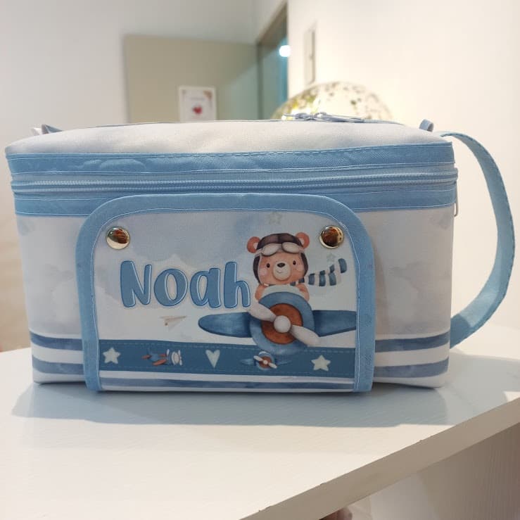Nécessaire Maternidade - Bolsa de Fraldas - Mamãe e Bebê - Porta Fraldas - Ursinho Aviador
