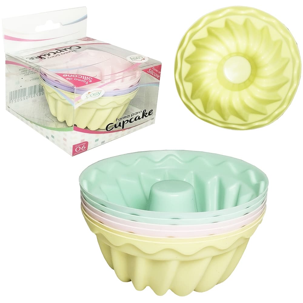 Forma De Silicone Redonda Para Cupcake Colors Com 6 Pecas 3,2X7Cm