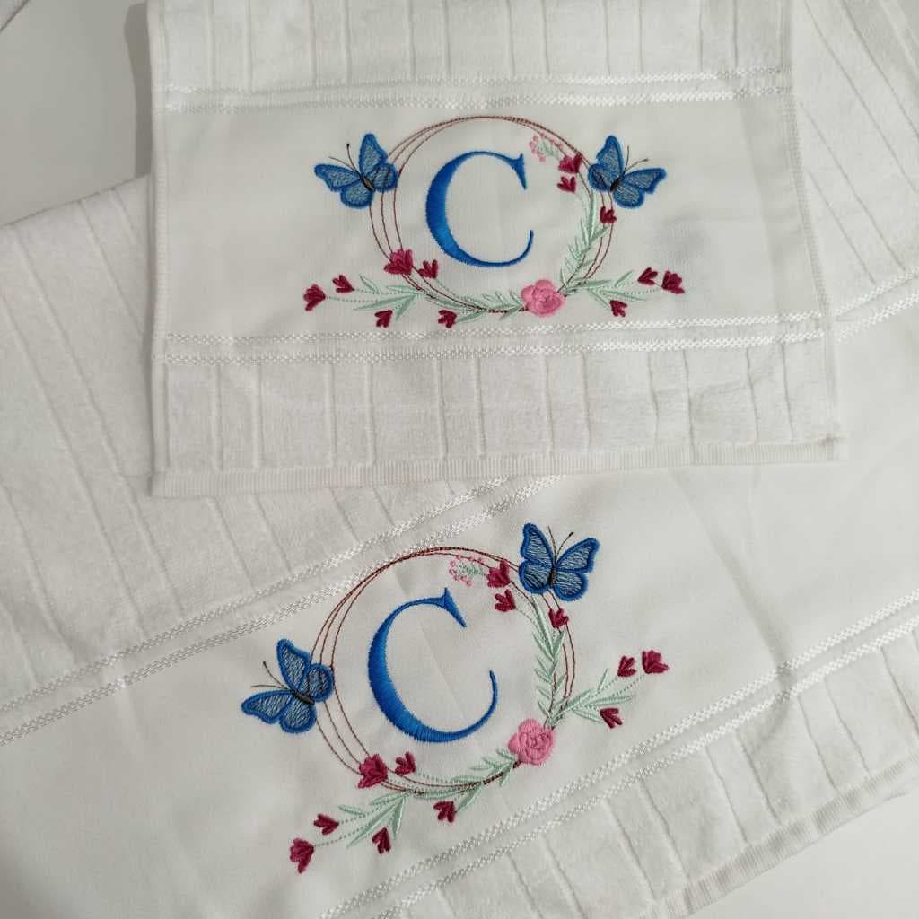 Toalha de banho e toalha de rosto personalizada bordada personalizada