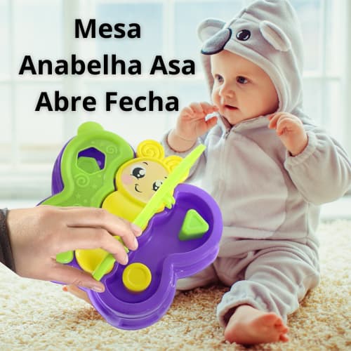 Brinquedo Mesa Anabelha Asa Abre Fecha Colorido: Peças Geométricas Coloridas, Aprendizado Multissensorial
