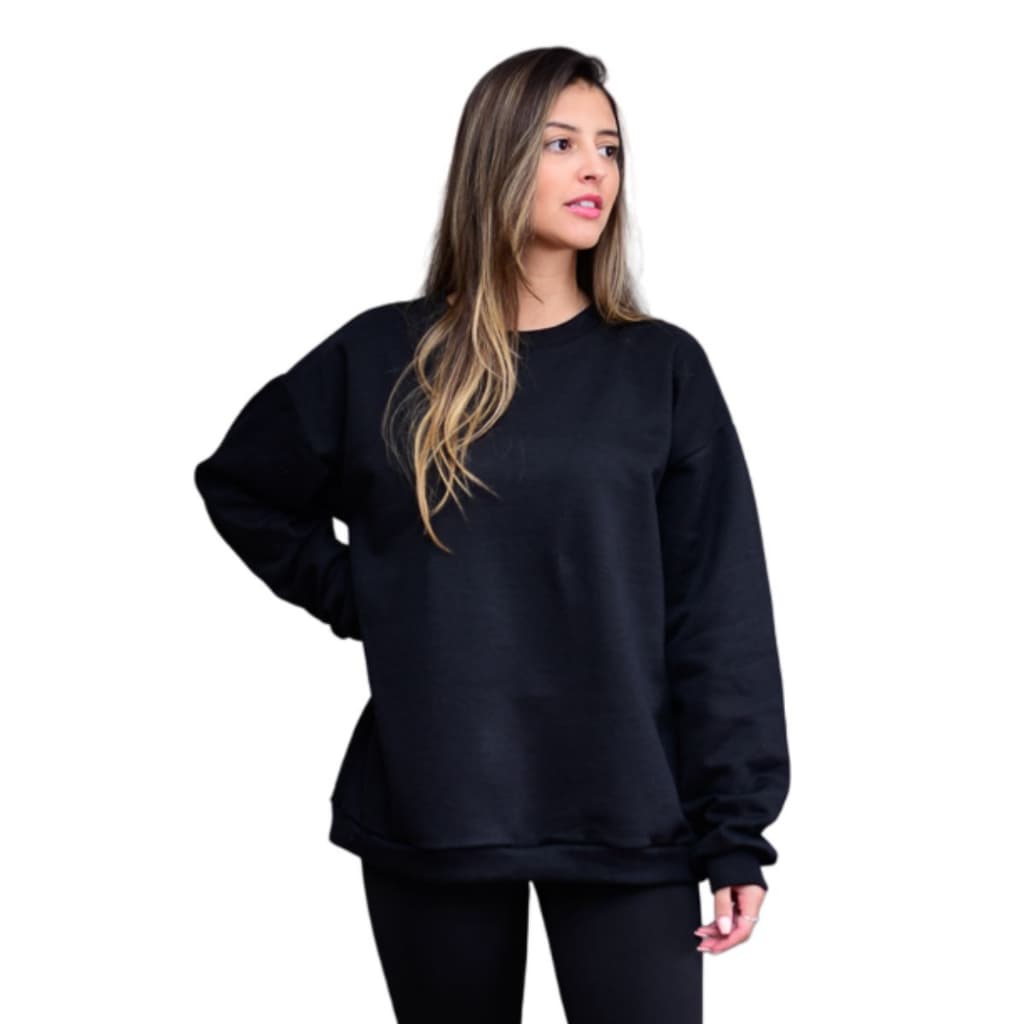 Blusa Moletom de Frio Feminina Lisa  Gola Careca Diversas Cores -ENVIO IMEDIATO !