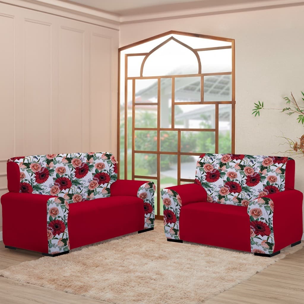 Kit Capa Sofá 3 e 2 Lugares Coladinha Mista - Ajuste Perfeito Malha Conforto Decoração p/ Sala