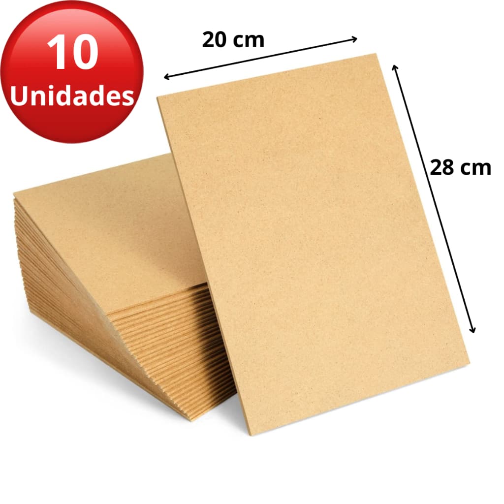 Kit 10 chapas de MDF A4 20x28cm Corte Laser Chapa para Adesivo Chapa para Sublimação Placa Mdf