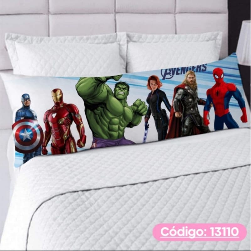 Travesseiro De Corpo Com Fronha Xuxão Fibra de Silicone Personalizado Vingadores,Homem Aranha,Hulk
