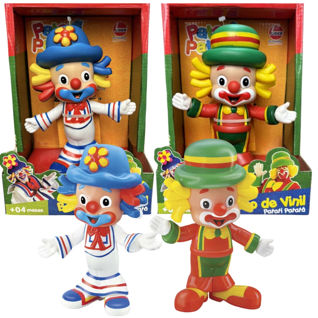 Boneco Patati Patata kit 02 Palhaço Circo Vinil Articulado Macio Original Líder Brinquedos Bebê
