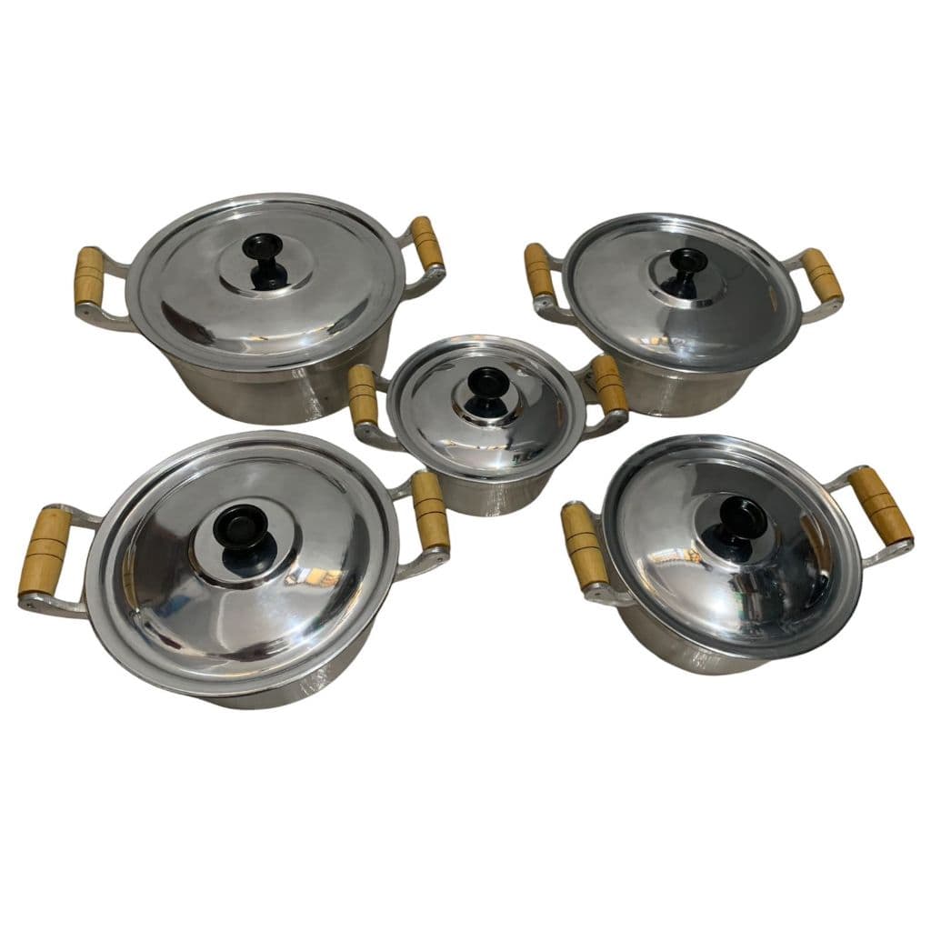 Jogo de Panelas de Aluminio com 05 Panelas, Polida, Anel
