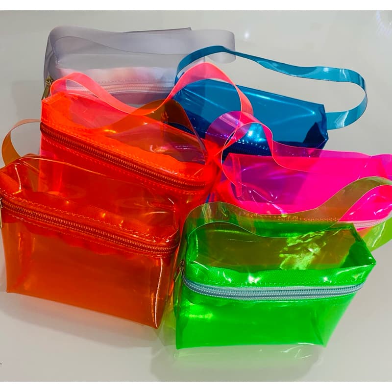 30 Necessaire Bolsinha com alça PVC Neon,lindas cores para sua festa/casamento/aniversario