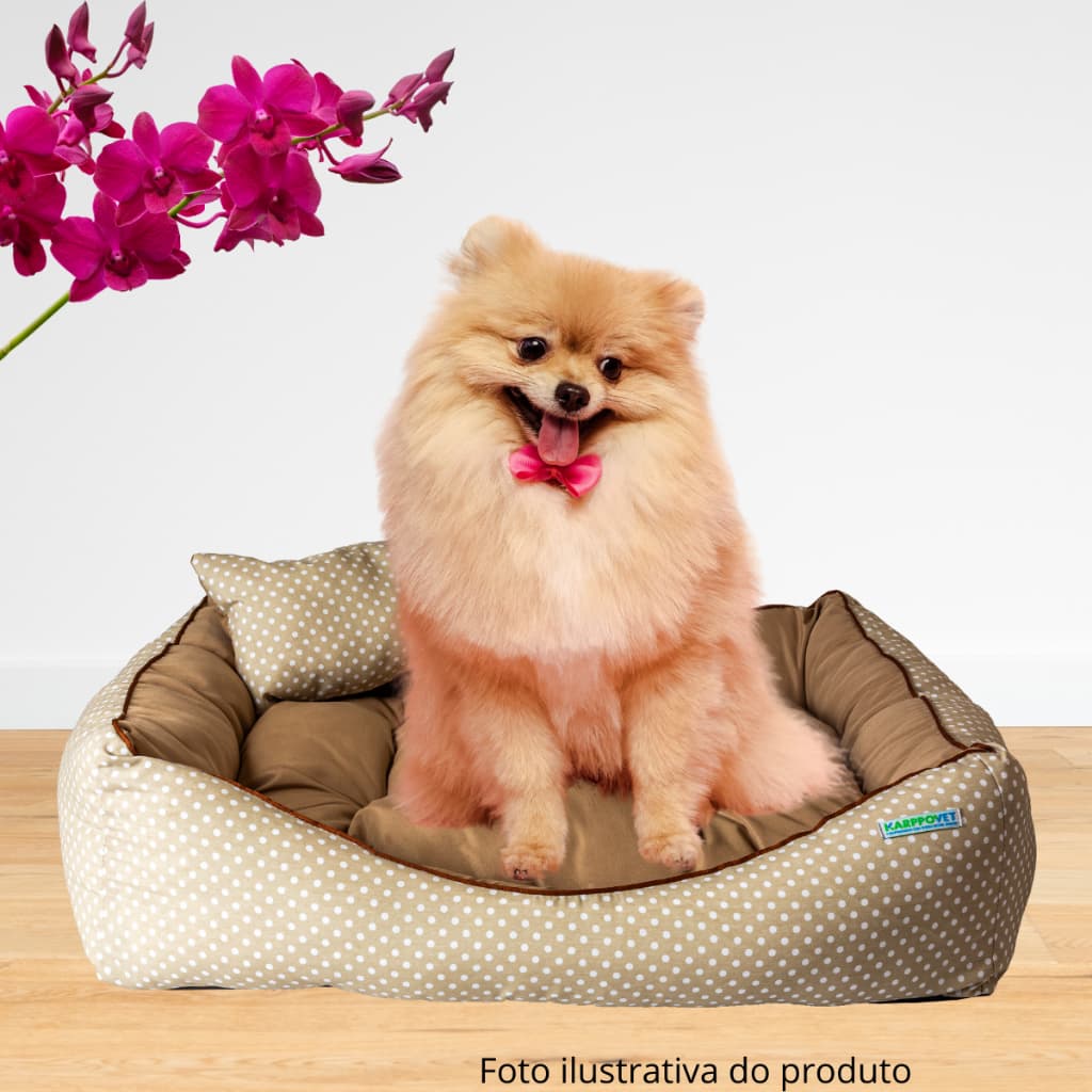 Cama caminha para cachorro gato luxo, estampa PETIT POÁ Premiun, tamanho P 50x40x15cm