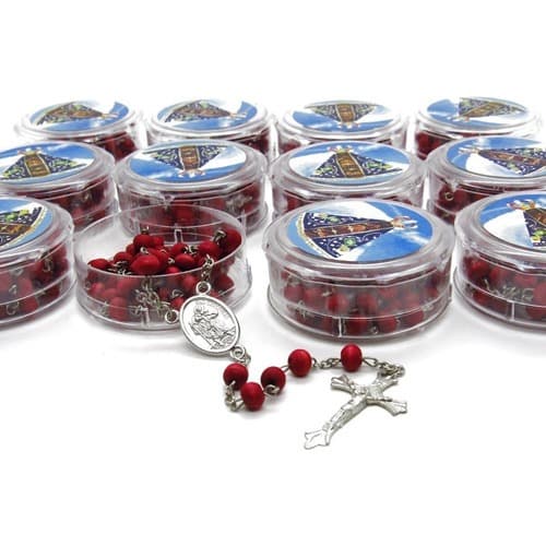 Kit 20 Terço Perfumado Rosas N.s Aparecida Caixinha Acrilica 1° Eucaristia Comunhão Crisma Batizado
