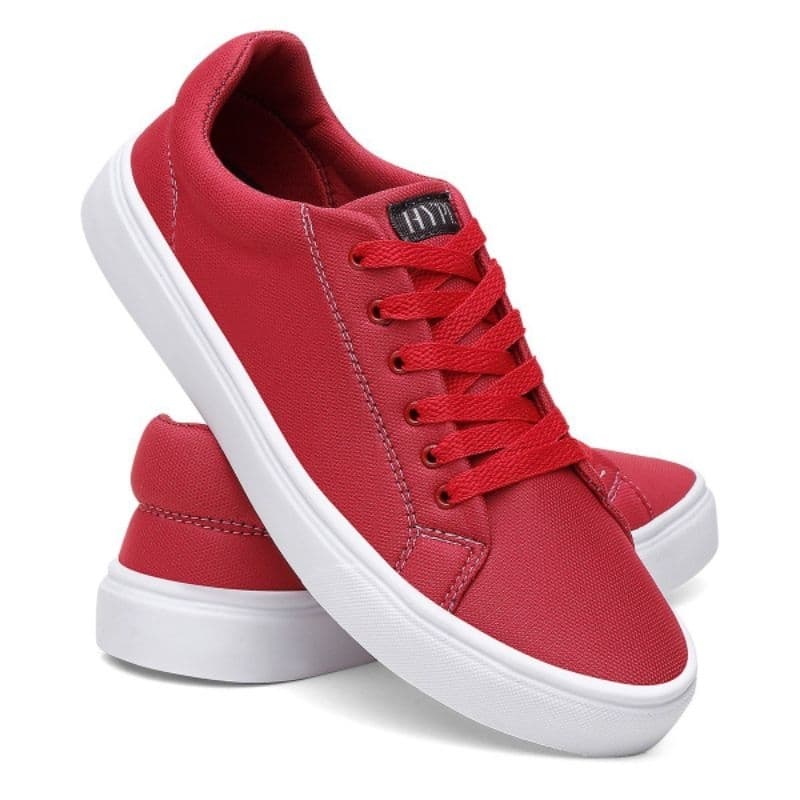 Sapatenis Casual Unissex Calce Fácil Linha confort - Vermelho