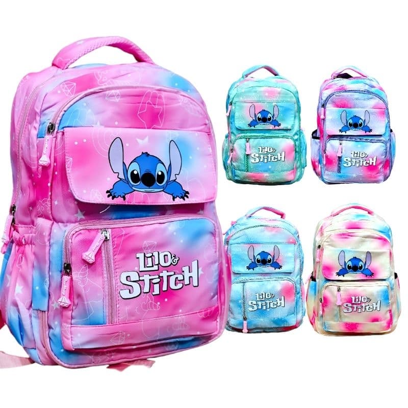 Mochila Grande Nylon Impermeável Escolar Faculdade Femenina - stitch mochila infantil
