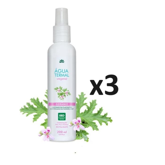 Kit Água Termal Gerânio WNF Pele, Face E Cabelos 200ml 3uni