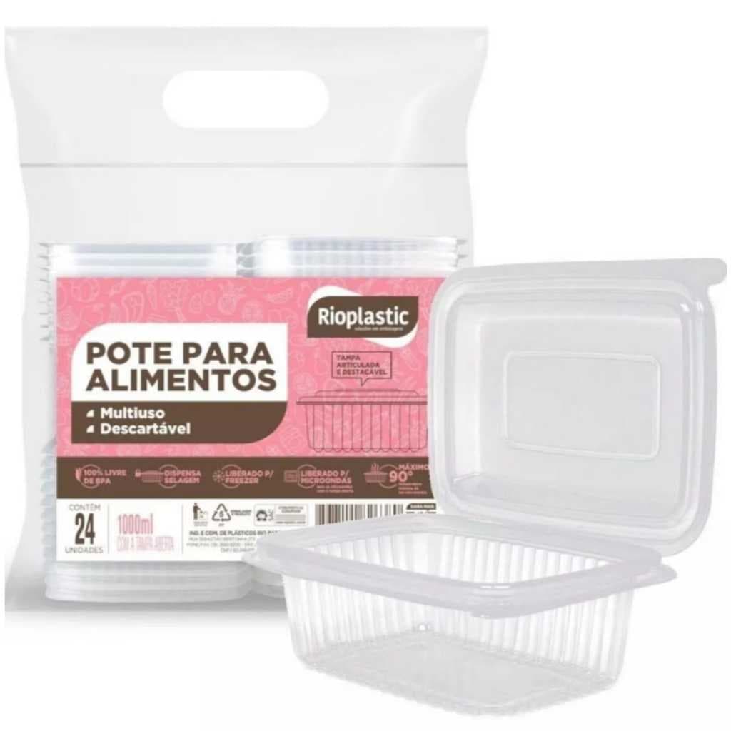 BANDEJA PARA ALIMENTOS RETANGULAR 1000 ML COM 24 UNIDADES
