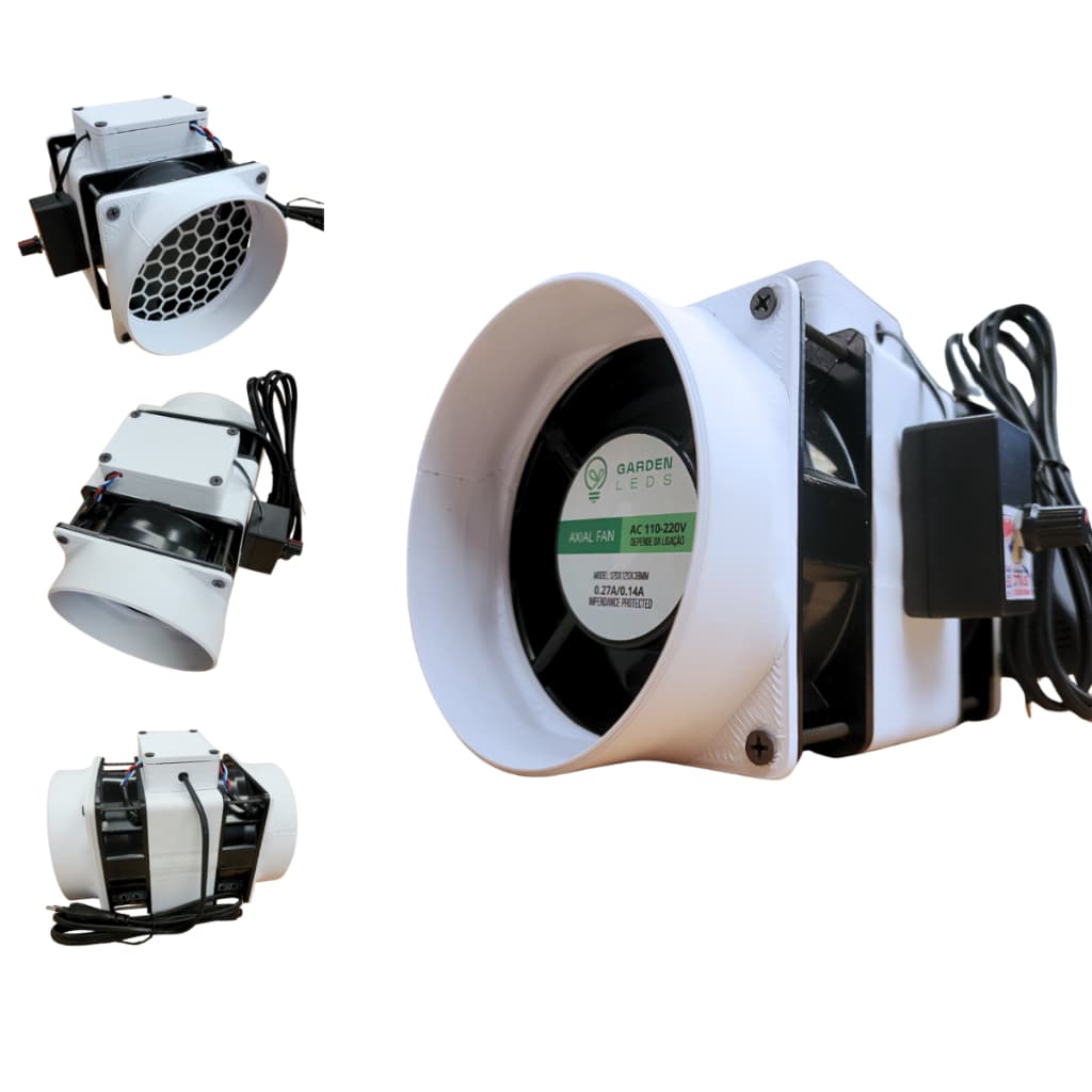 Exaustor Gardenleds Dualfan Turbo Axial 125mm 250m3/h Cultivo Indoor Coifa
