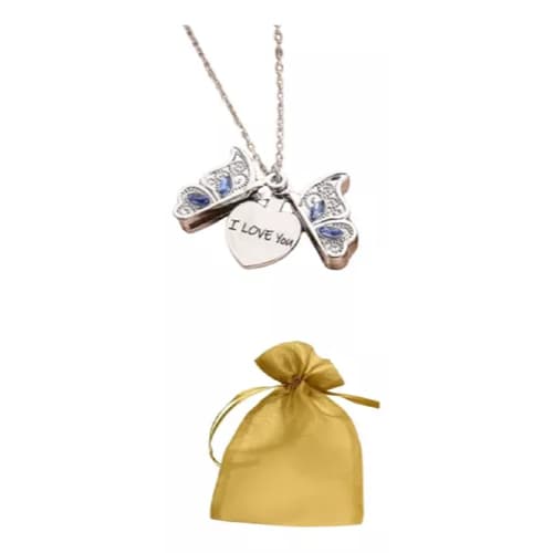 Colar Feminino Borboleta Aço Inox I Love You Presente