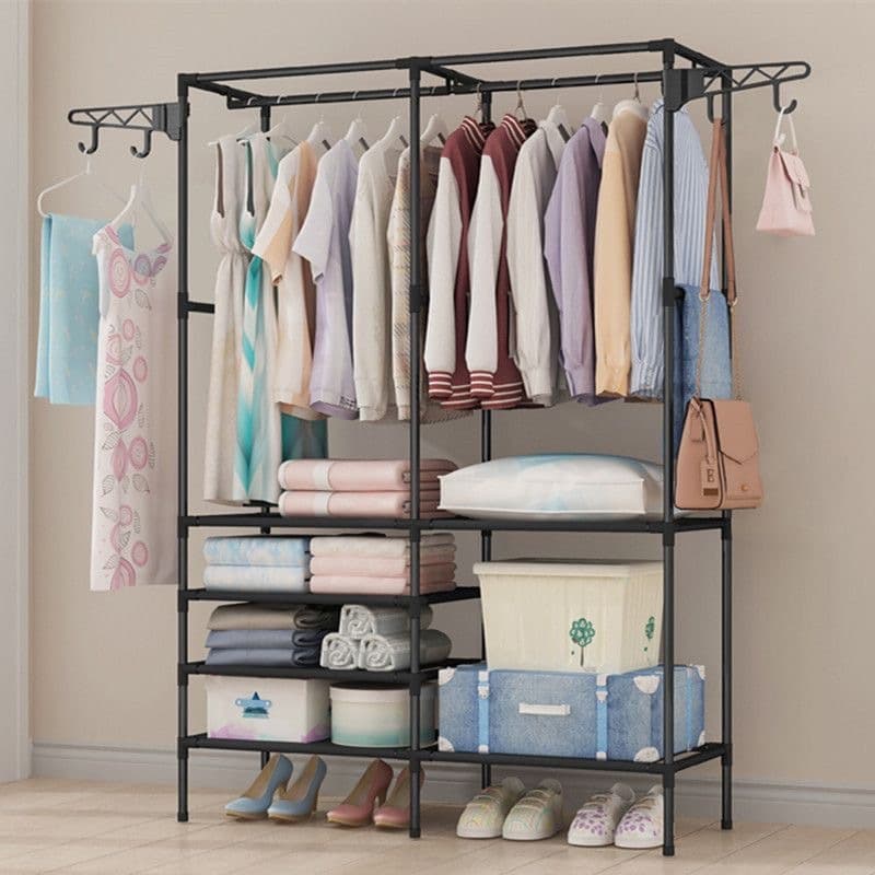 Arara De Roupa Com Sapateira Cabideiro Organizador de Roupa Rack Organizador Multiuso Aço Inox