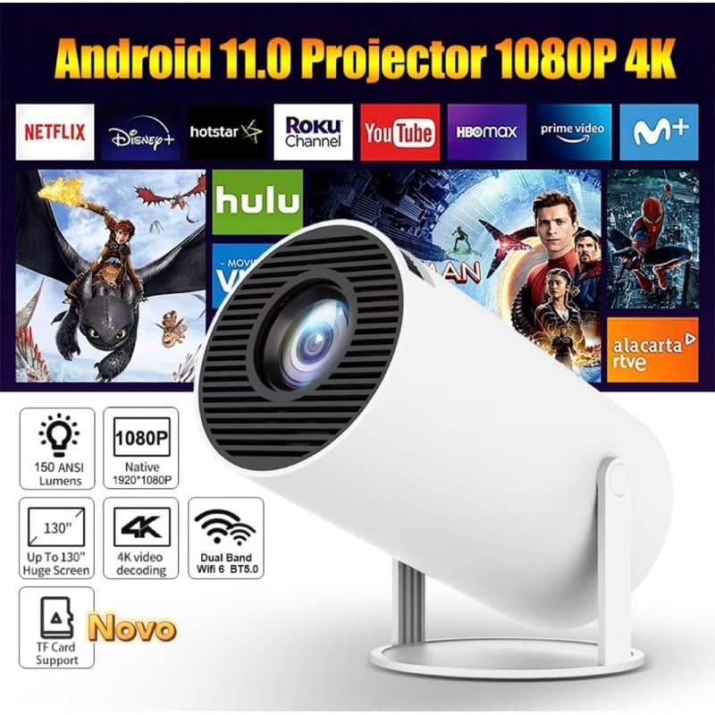 Projetor 4K HD 150 Polegadas Celular, Tv B0X,Xbox, PS, Pc, Pendrive, DVD, HD, Wifi HY300 Pro Magcubic