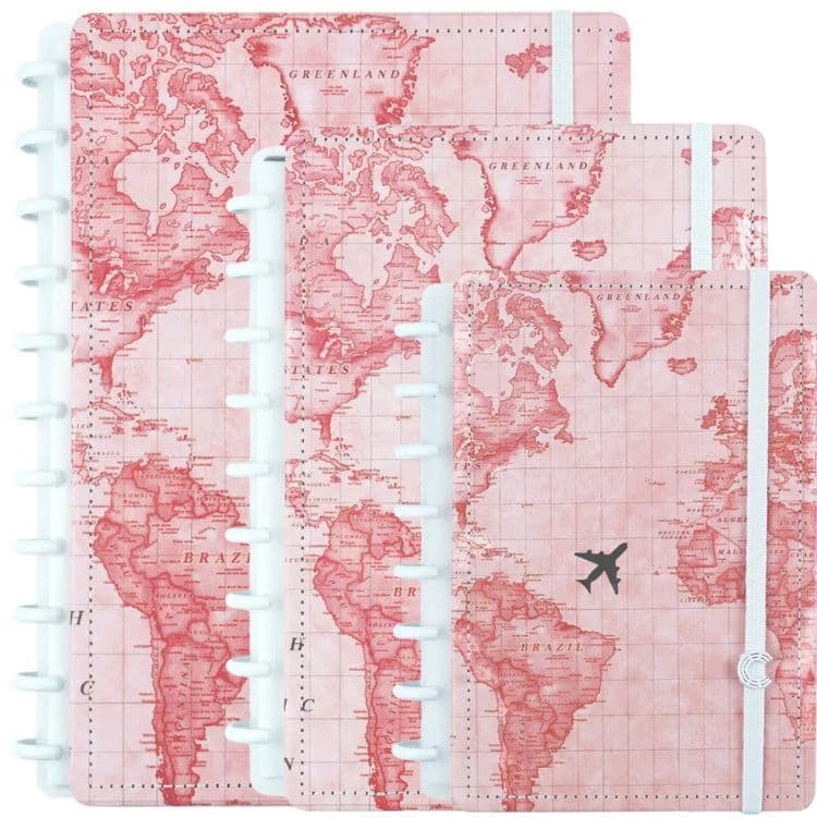 Caderno Mapa Mundi Rosa - By Gocase CADERNO INTELIGENTE