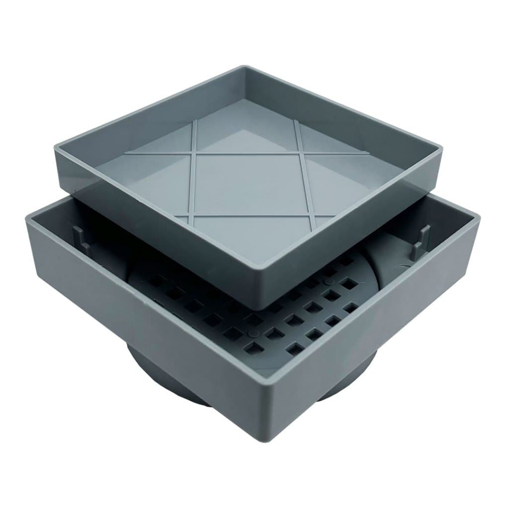 Ralo 10x10 Oculto  CINZA Seca Piso/Porcelanato Inteligente - Ralo Invisível C/ Tela de Proteção