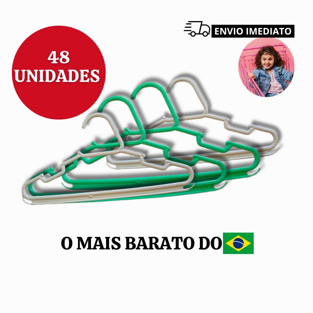 Cabide Infantil Kit 24 Redondo Plástico Organizador Guarda-Roupa Bebê Resistente Criança