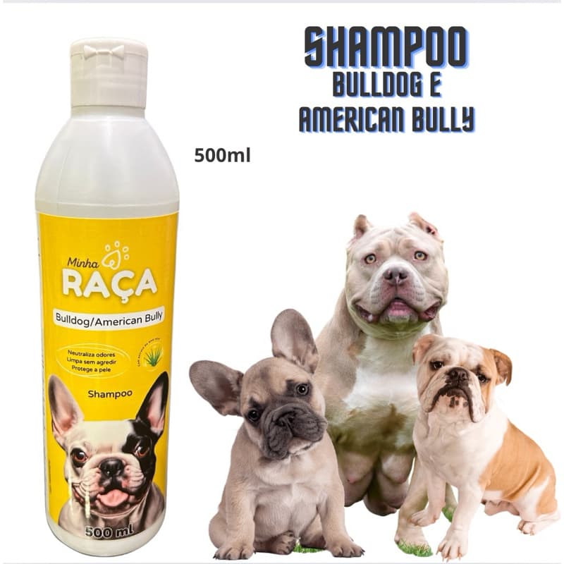kit Dois Shampoos e um condicionador 500ml Bulldog e American Bully Linha Luxo Minha Raça