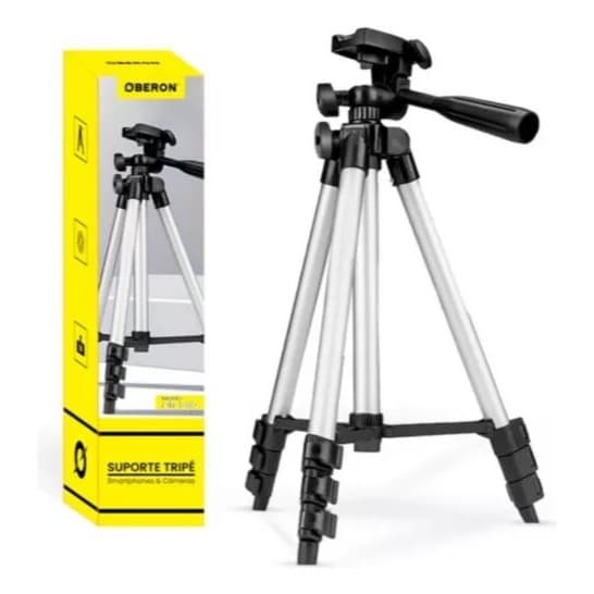 Tripé universal de alumínio - altura max. 1.10m Telescópico Câmera/celular -  Youtuber