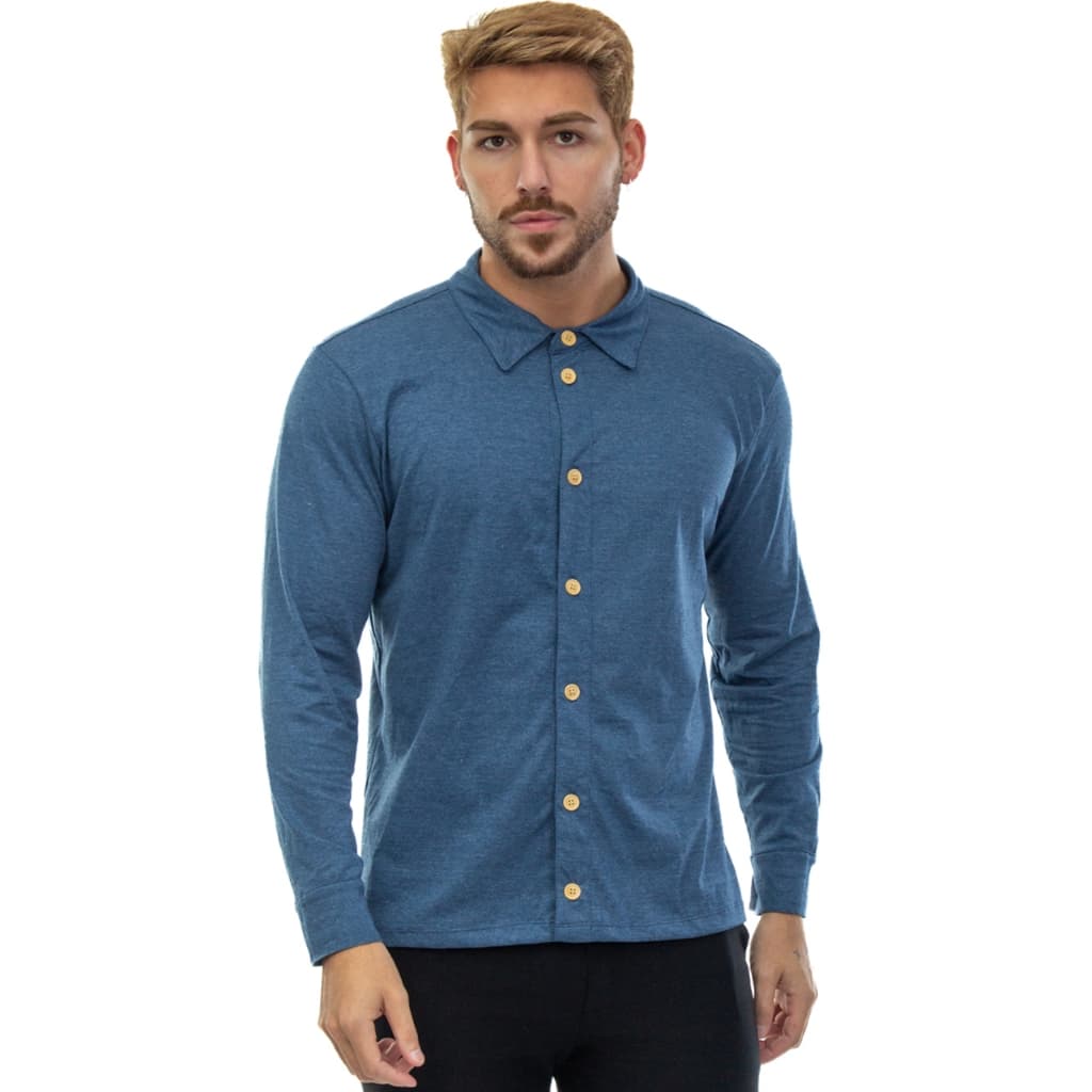 Camisa Manga Longa Slim Masculina Estilosa Homem Moderno Malha Sustentavel