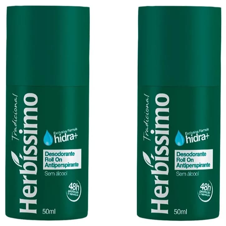 Kit 2 Desodorante Roll On Herbissimo Tradicional 50ml