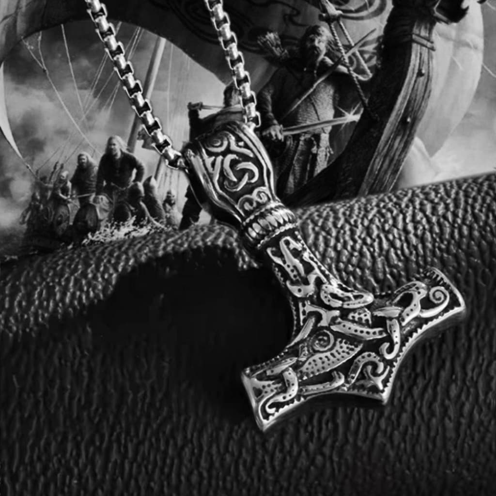 Cordão Colar Viking Martelo Thor Amuleto Nórdico Thor Odin Céltico Corrente Prata Homem