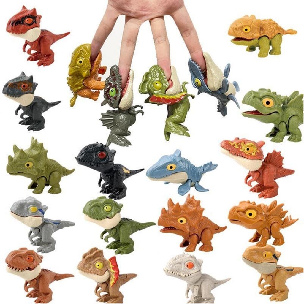 4 Unidades Mini Dinossauros Miniatura Morde Dedo Baby Colecionável Jurassic Park