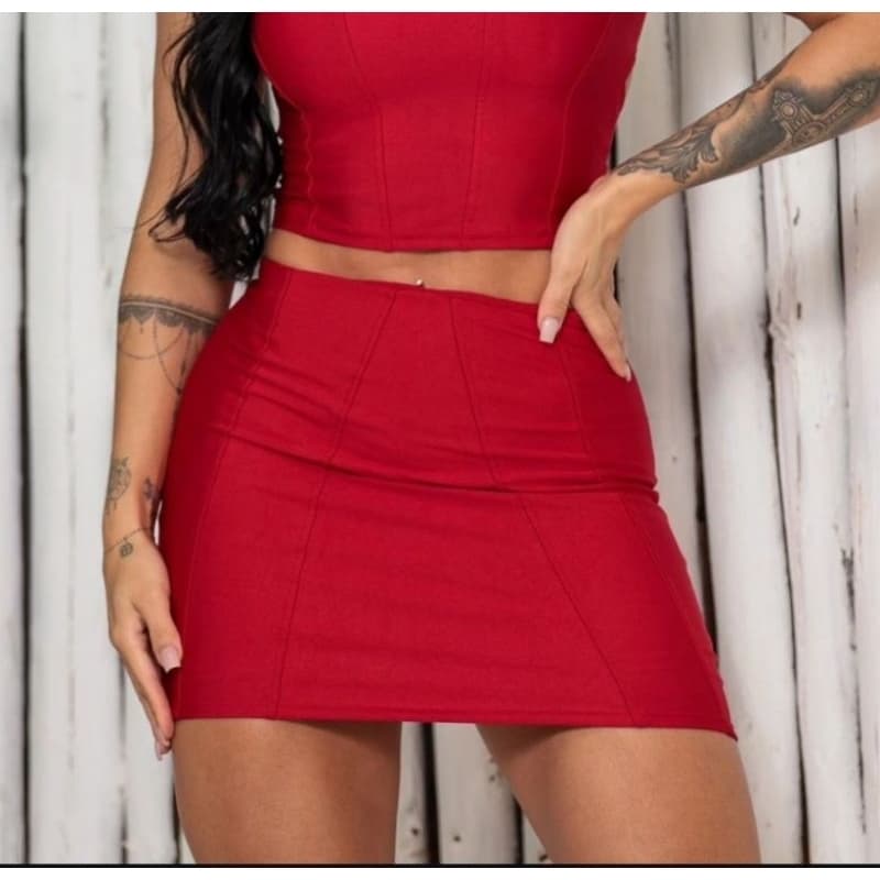 Short Saia Feminino com Detalhe Despuntado em Suplex Premium