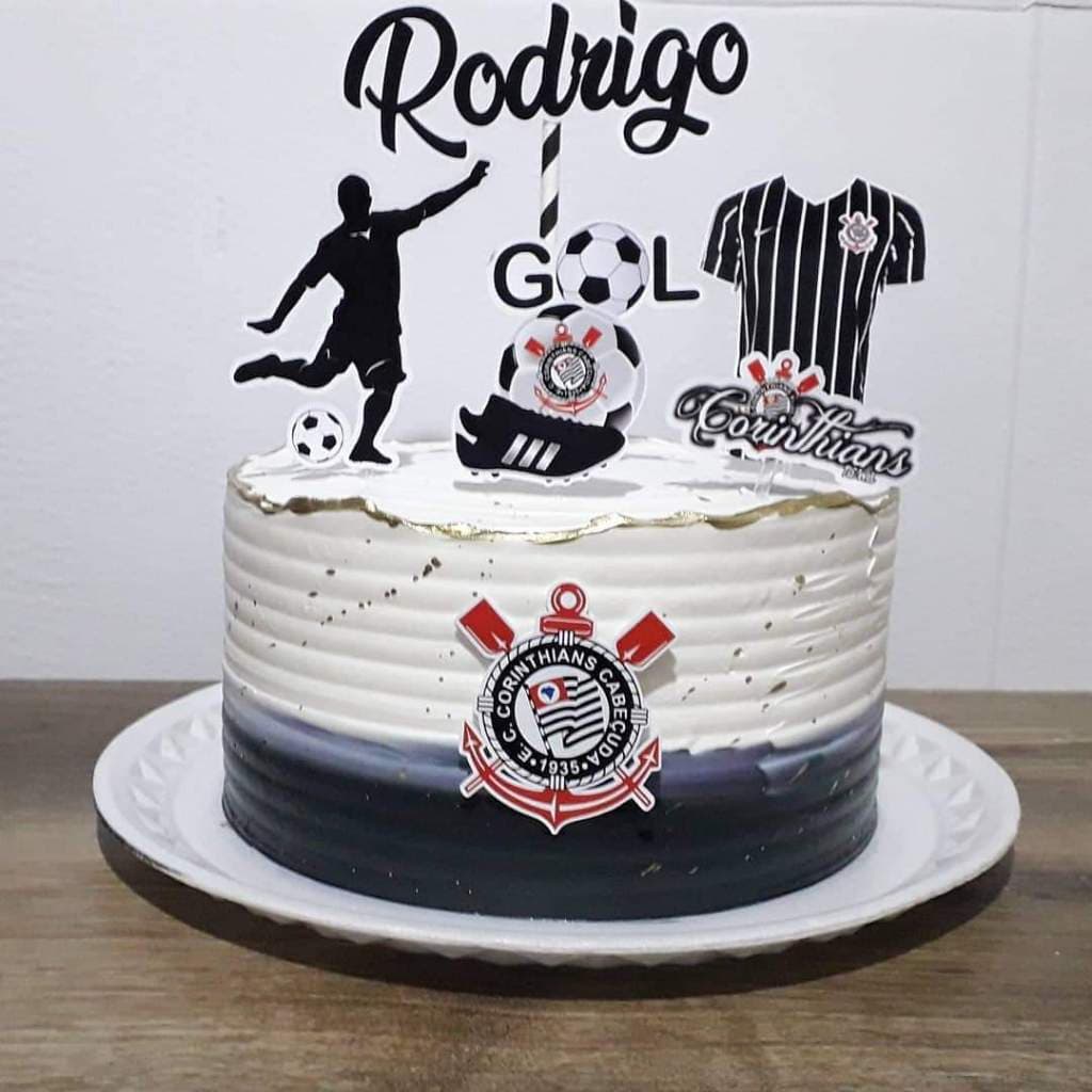 Topo Topper Bolo Corinthians Personalizado Decoracao Festa Infantil crianca escola