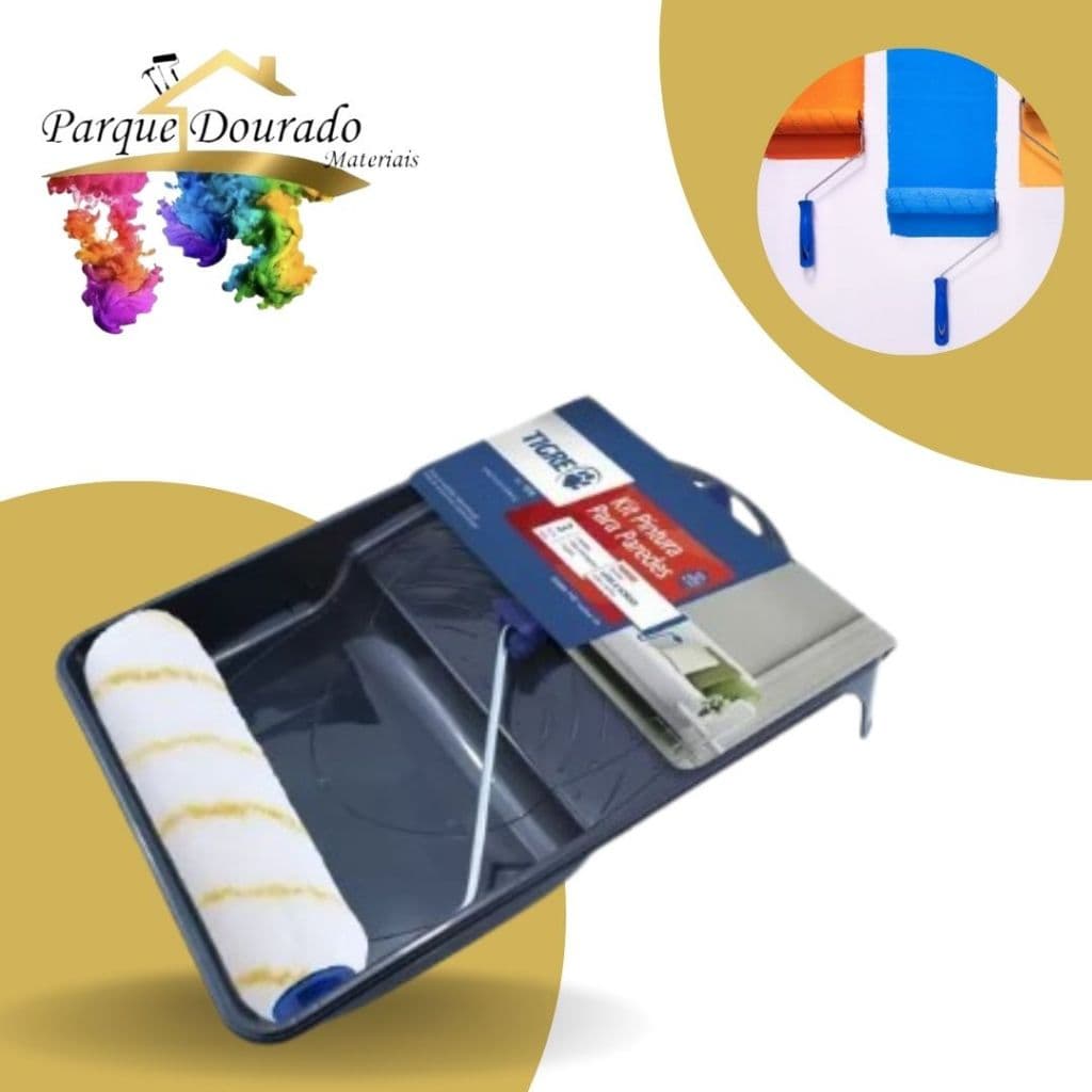 Kit Pintura de Parede Rolo Lã Cabo e Bandeja 3 Peças Tigre