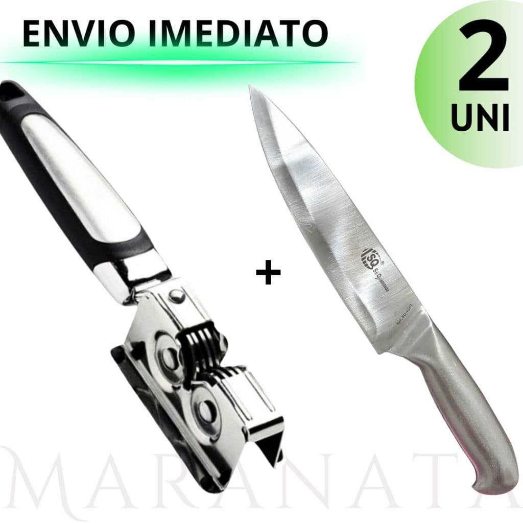 Kit Amolafor de Faca e Faca Inteiriça Inox 5 polegadas - Amolador Faca Profissional Faca Inox Amolador e Afiador