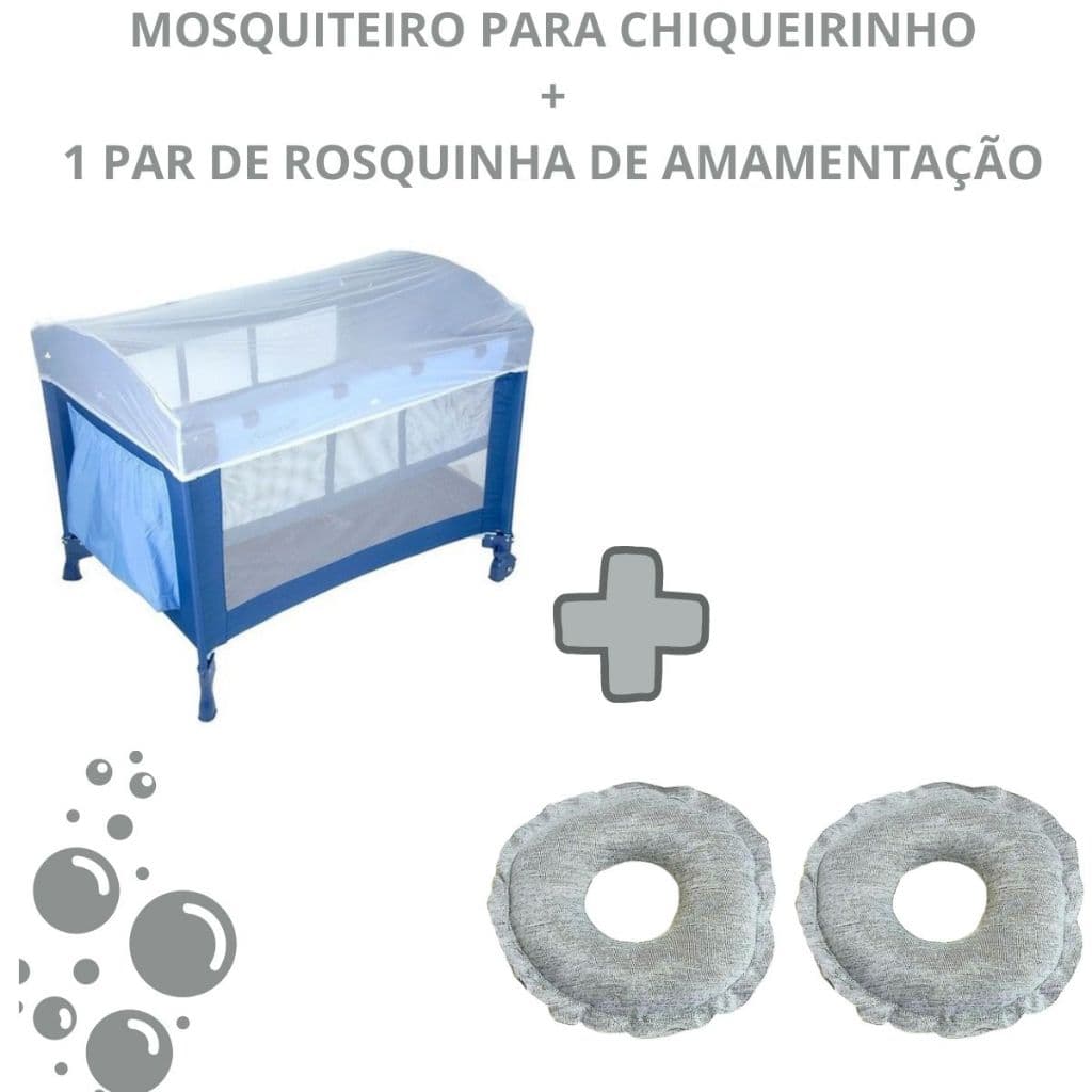 Mosquiteiro Para Cercadinho Chiqueirinho +  1 par Rosquinhas De Peito  Amamentação 2 unidades Lavável Macia Algodão Menino e Menina