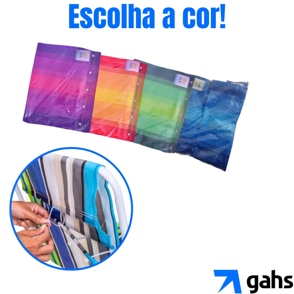Refil Tela Tecido Nylon para Cadeira de Praia Alta Estampada Escolha a Cor Kits