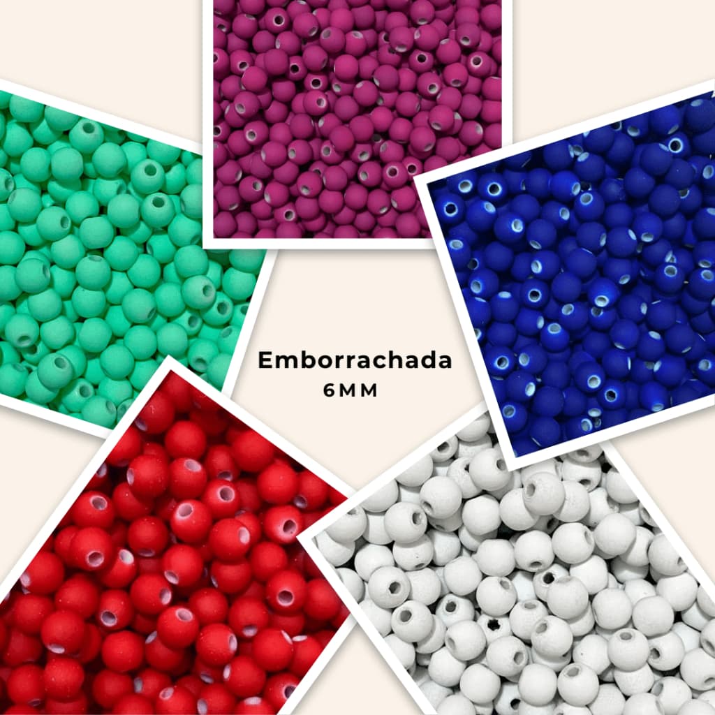 Miçanga Bola Conta Emborrachada 6mm 20g +/-  200 Unidades