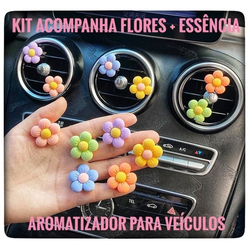 Kit Clip Aromatizador Para Carro Decoração Interior Veículos Cheirinho Para Carro  Essência + Flores
