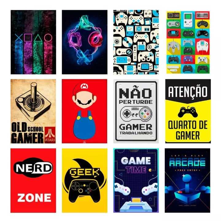 Kit 10 Quadros Decorativos Gamer Nerd Geek Jogos