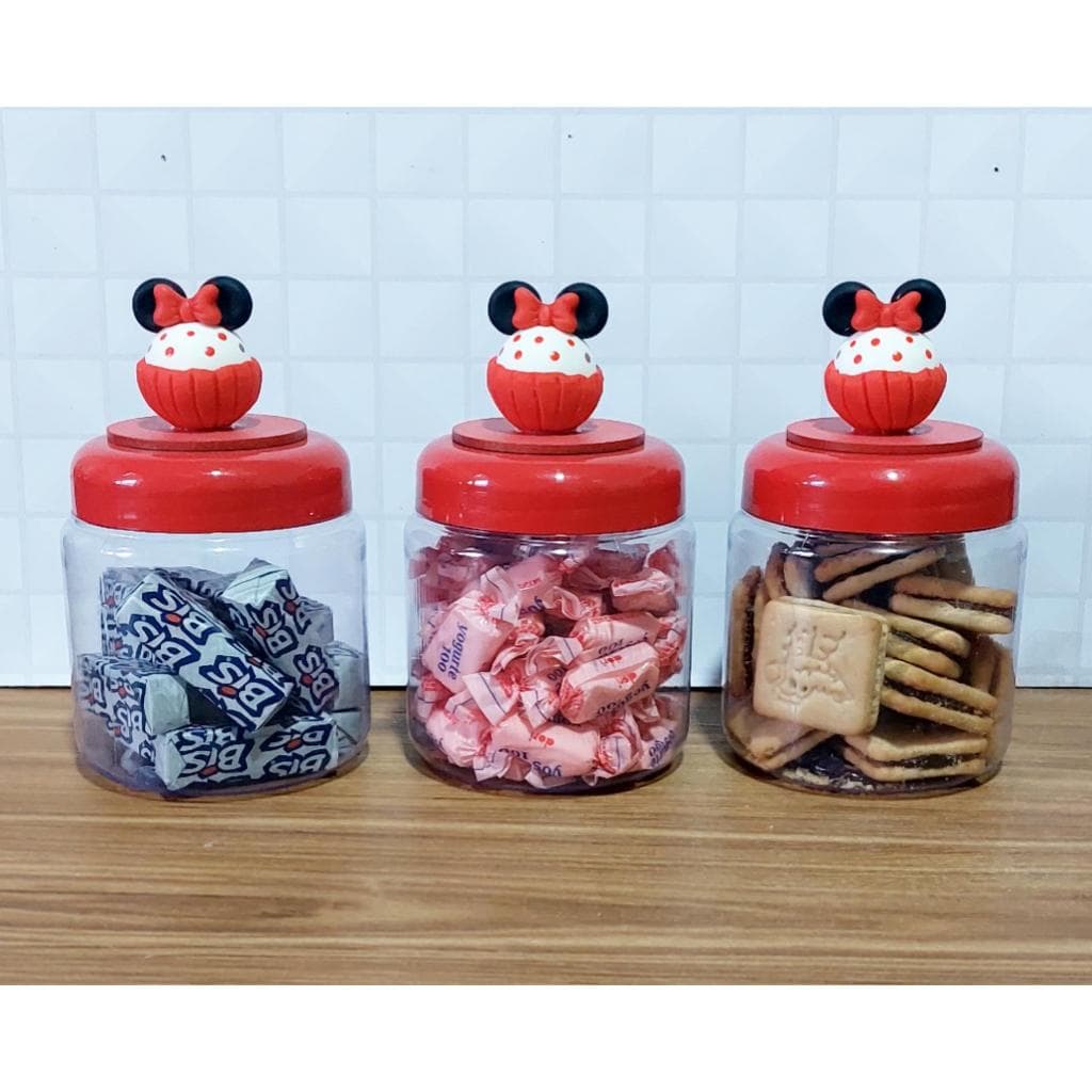 Kit de potes decorados com biscuit minnie doces potes de pvc 500ml