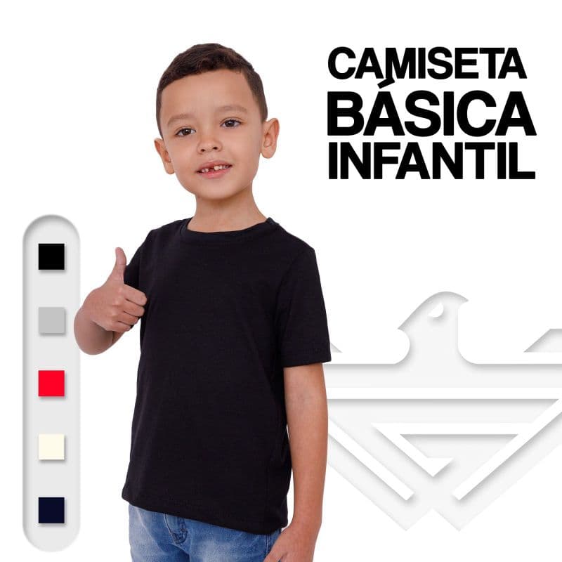 Camiseta Infantil Masculina Básica 100% Algodão Premium WG | Camisa Infantil Confortável Escolar Casual
