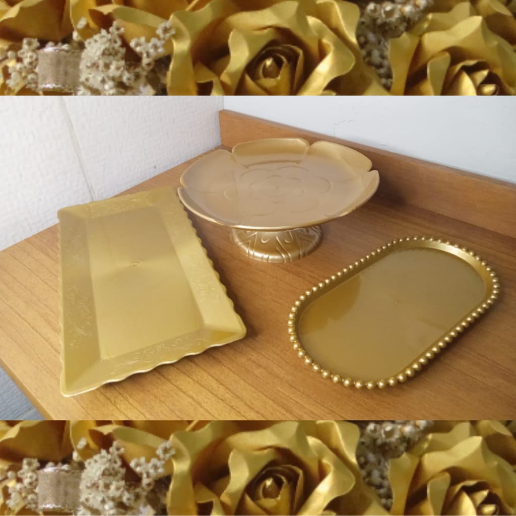KIT FESTA LINDO 1 BOLEIRA FOPRMATO FLOR 23X7,5 CM 1 BANDEJA RETANGULAR 30X15 CM 1 BANDEJA OVAL 24X12 Cm