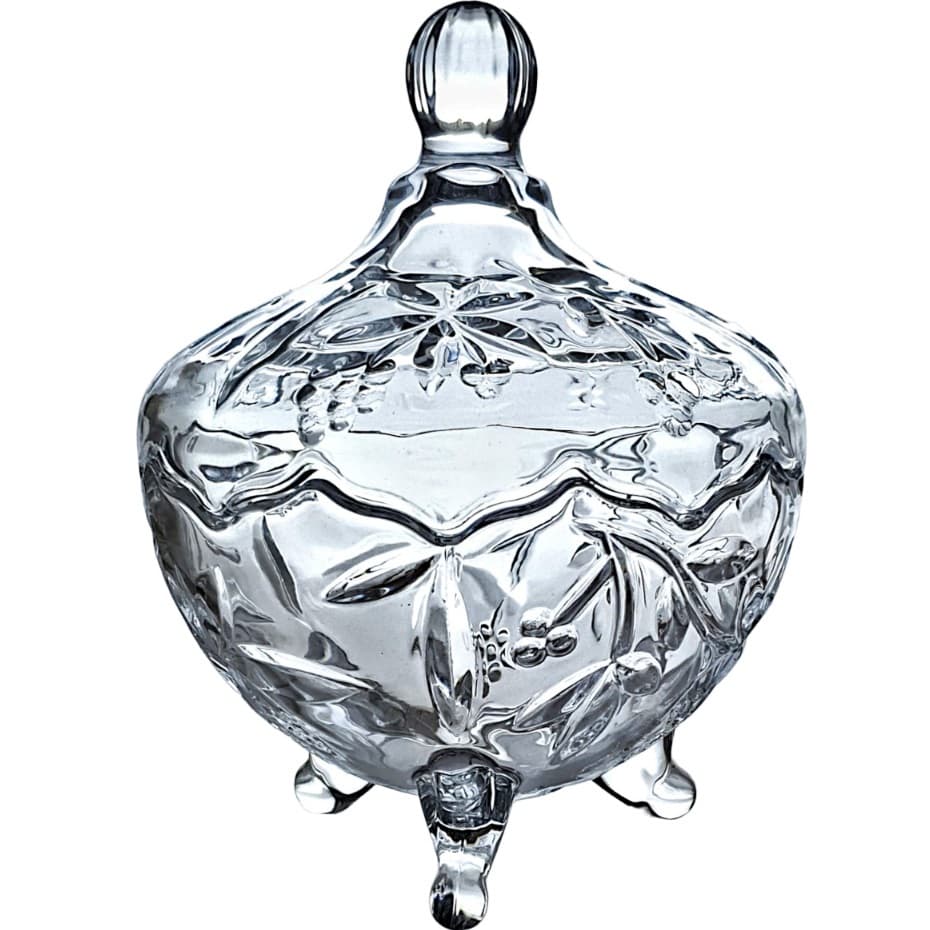 BOMBONIERE DE VIDRO EM ALTO RELEVO 470 ML - MODELO FLORES WINCY