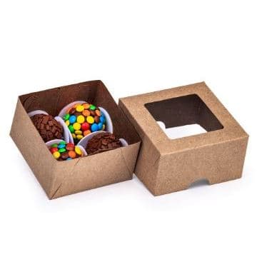 Caixa Visor 1 unid 8x8x4 Lembrancinhas, Doces, Sabonetes kraft