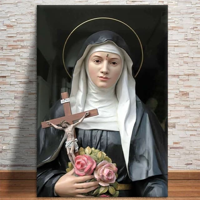 Quadro Decorativo Santa Rita de Cássia Imagem Religiosa MDF 20x30 60x40