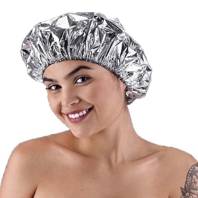Touca Térmica Metalizada  Forrada interno - Touca Para Tratamento Capilar e Hidratação - Retém o calor - PROFISSIONAL - Hidratação Capilar