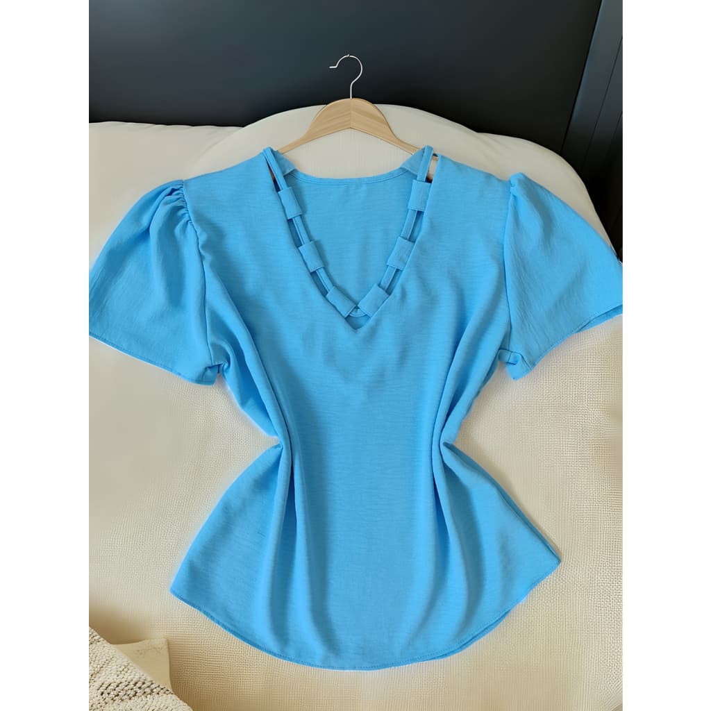 L.L.MODAS FEMININA   blusa feminina manga curta tecido duna.