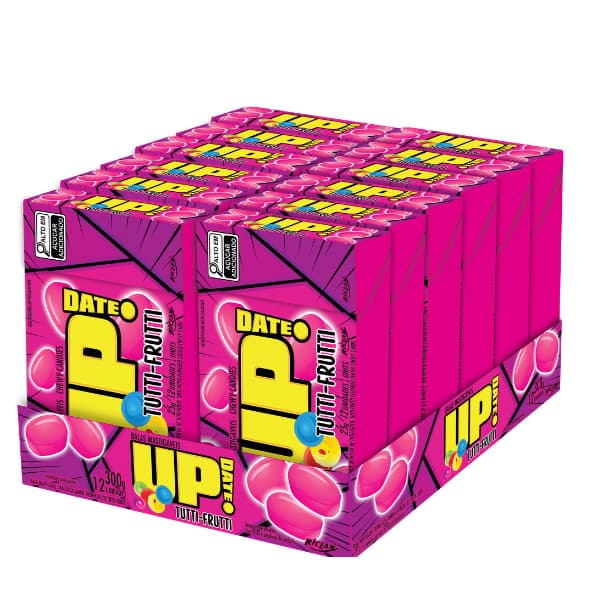 PROMOÇÃO Balas Doces Mastigaveis UP DATE Sabor Tutti Frutti - Riclan / Display Com 12 Caixinhas