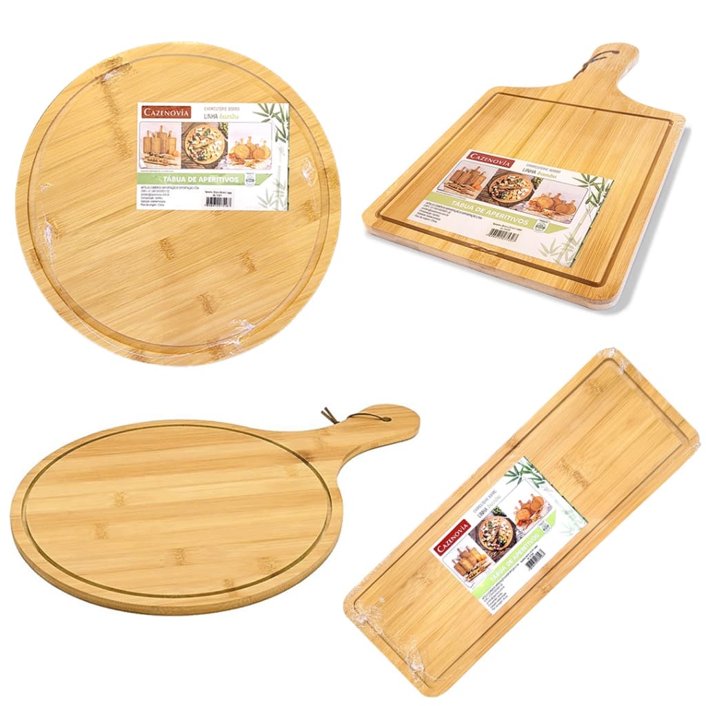 Tábua de Bambu para Servir e Corte Aperitivos Frios Queijo Carne Pizza Multiuso