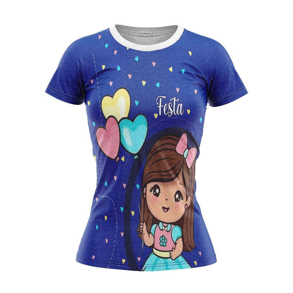 Camisa camiseta PROFISSÃO FESTA DECORADORA AZUL REF:001 uniforme T-Shirt Blusa Malha Casual Feminina